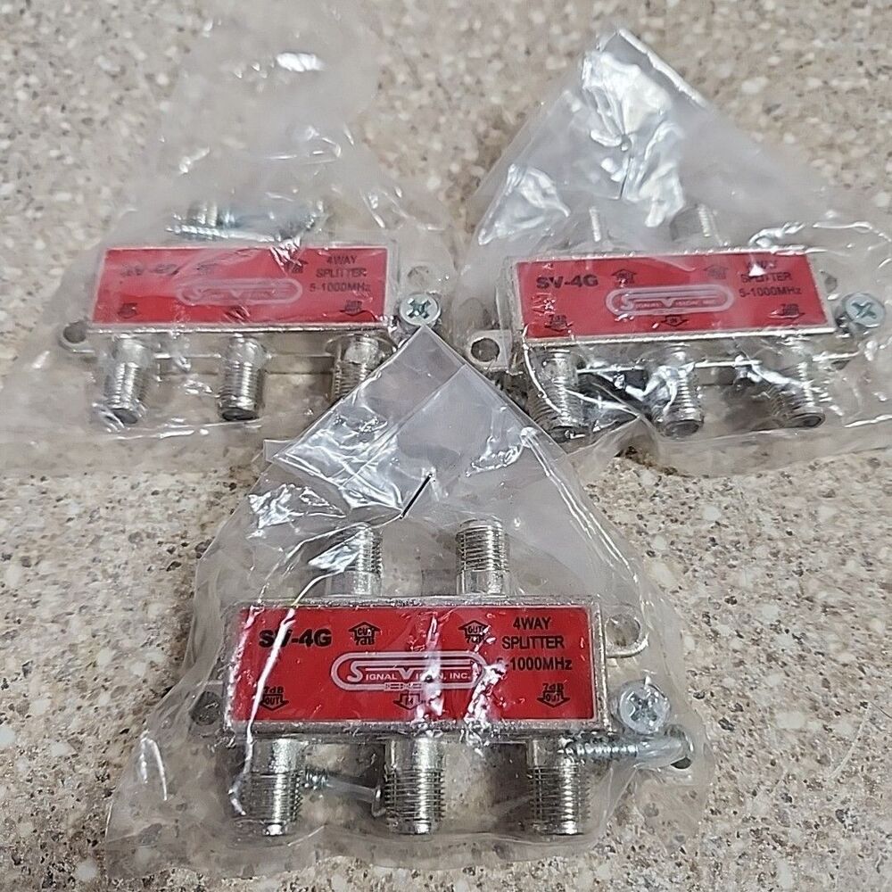 Lot of 3 Signal Vision SV-4G 4-way Cable Coaxial Splitter sv4g